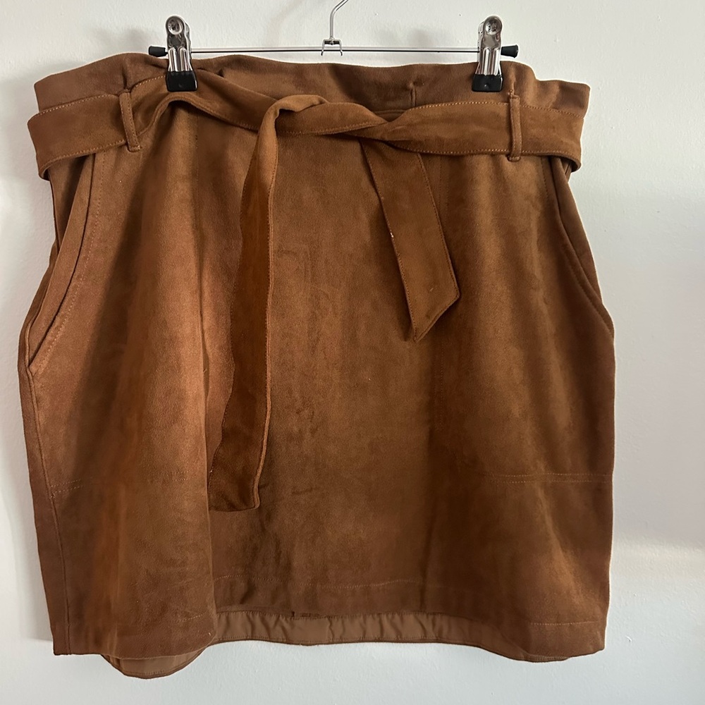 Abercrombie Brown Suede Skirt with sash tie